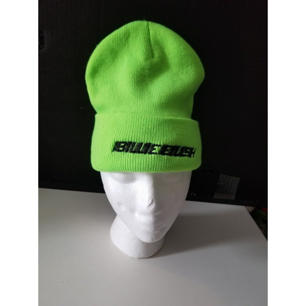 Billie Eillish beanie hat neon green embroidered - Picture 2 of 6